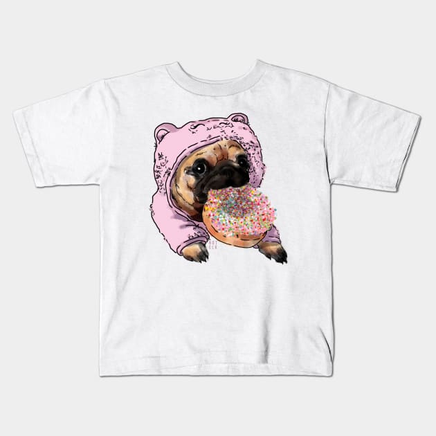 Donut pug Kids T-Shirt by KateLos